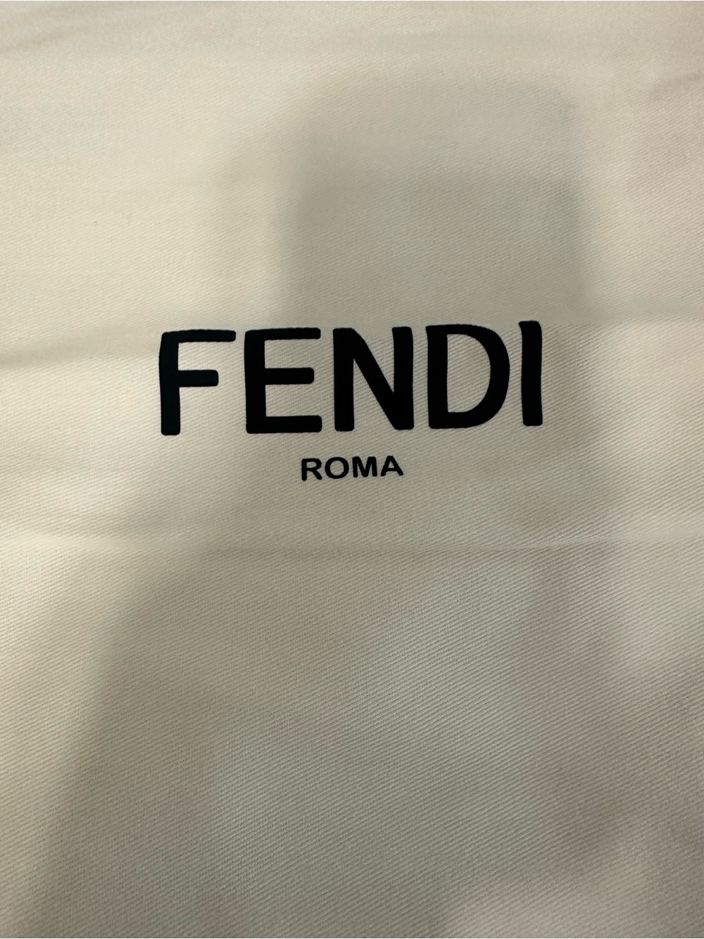 Fendi Cream and Black Logo Dust Pouch